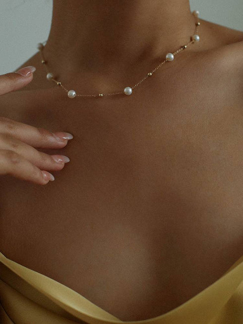 Jessica Pearl Necklace and Bracelet Gold Vermeil (Purchase Individually) - Zafari Studio Jewelry